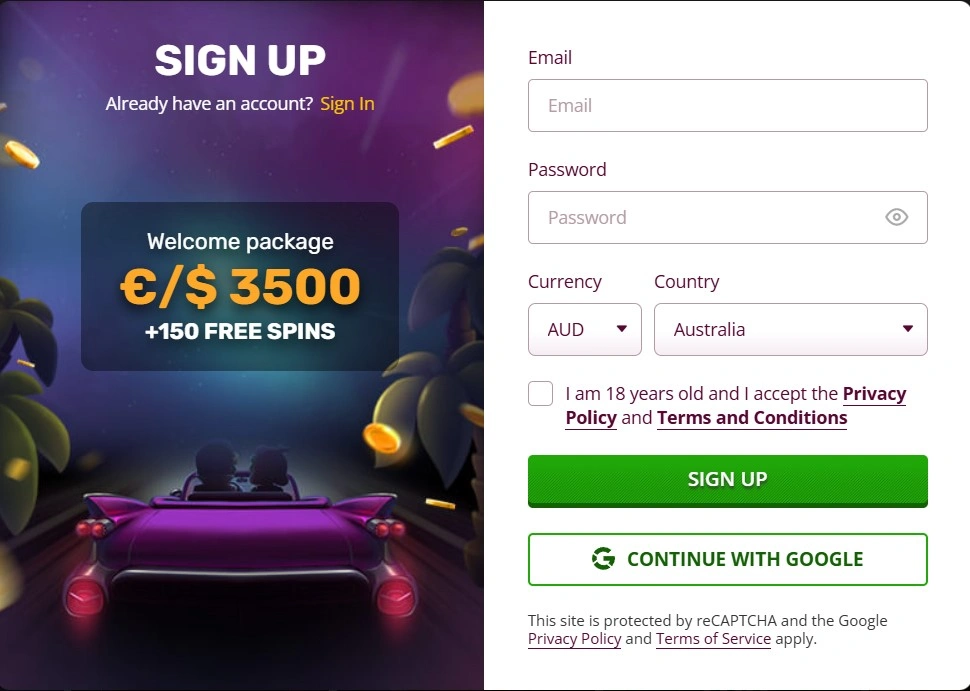 PlayAmo Casino sign up welcome bonus